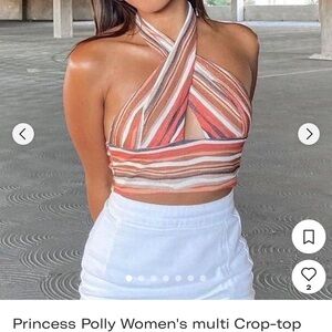 Princess Polly Multicolor Striped Halter Crop Top